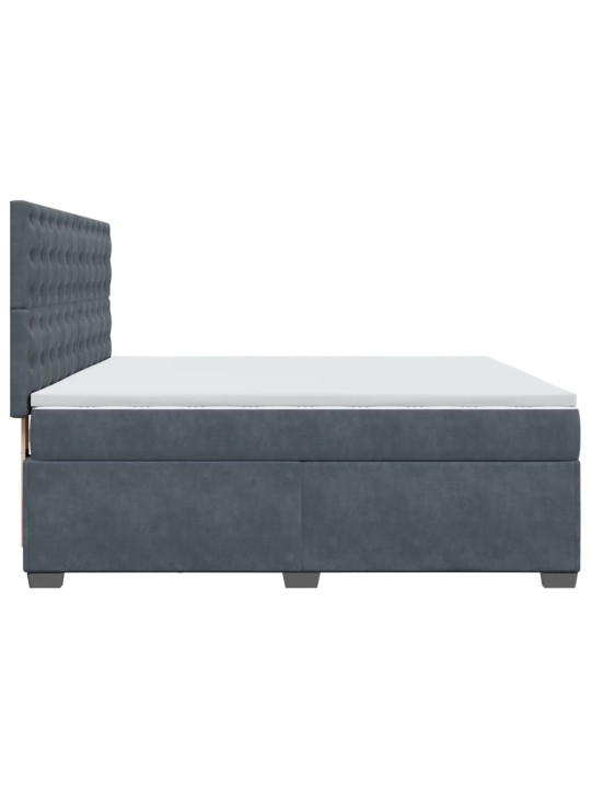 Box spring postel s matrací tmavě šedá 200x200 cm samet
