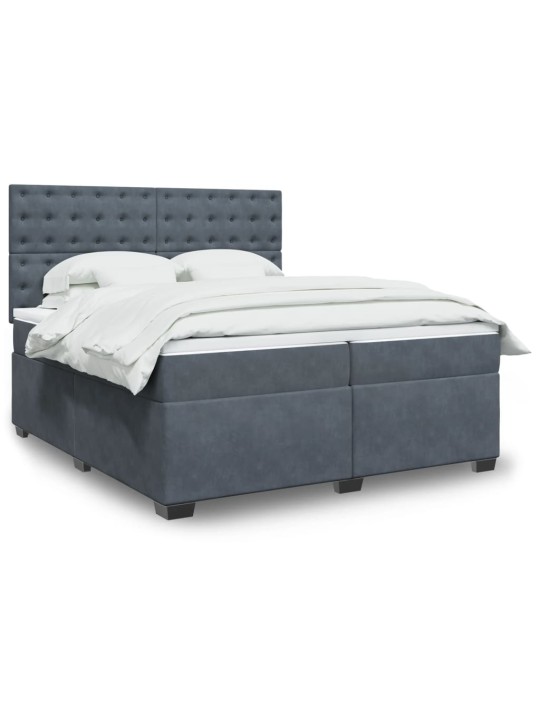 Box spring postel s matrací tmavě šedá 200x200 cm samet