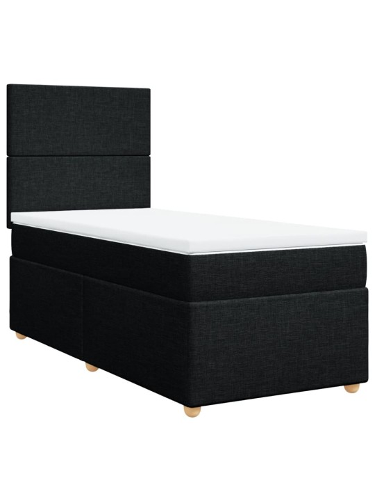 Box spring postel s matrací černá 80 x 200 cm textil