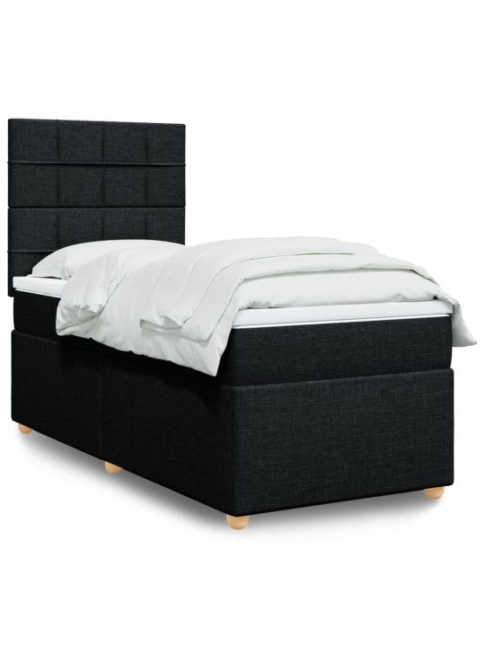 Box spring postel s matrací černá 80 x 200 cm textil