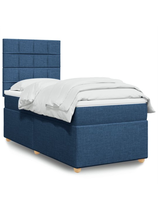 Box spring postel s matrací modrá 80x200 cm textil