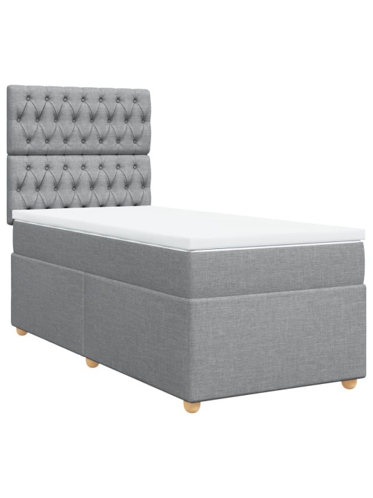 Box spring postel s matrací světle šedá 80 x 200 cm textil