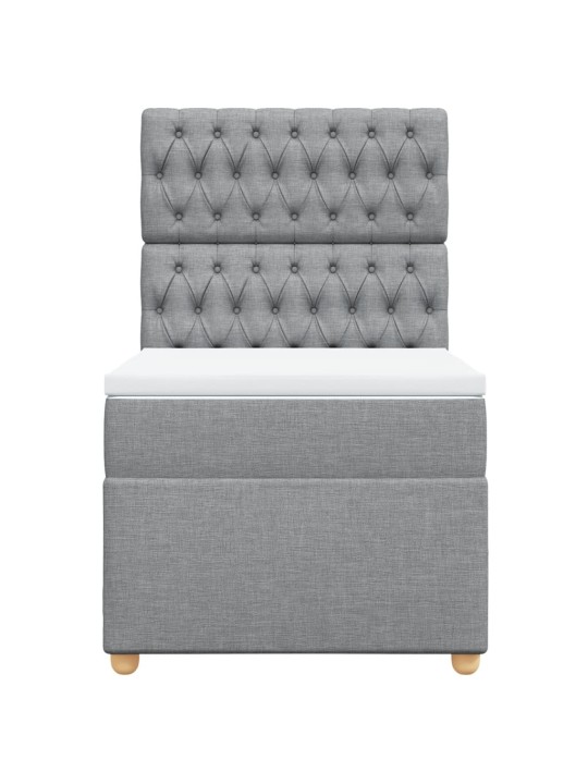 Box spring postel s matrací světle šedá 80 x 200 cm textil