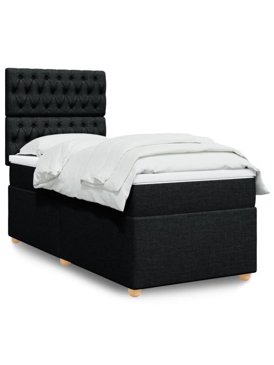 Box spring postel s matrací černá 80 x 200 cm textil