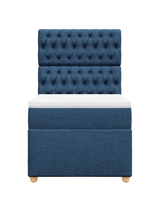 Box spring postel s matrací modrá 80x200 cm textil