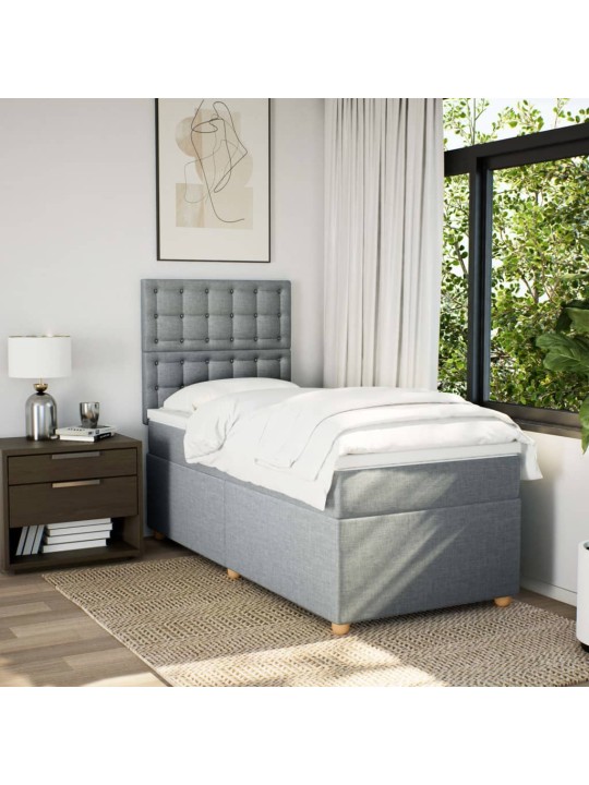 Box spring postel s matrací světle šedá 80 x 200 cm textil