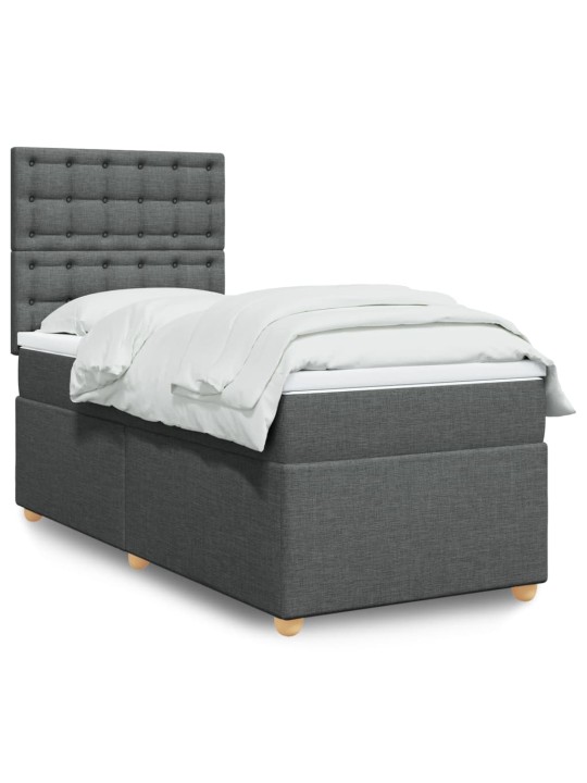 Box spring postel s matrací tmavě šedá 80 x 200 cm textil