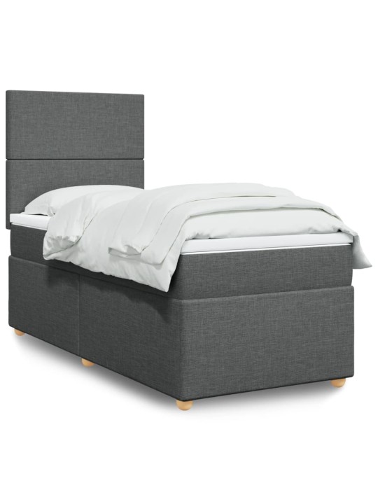 Box spring postel s matrací tmavě šedá 90x190 cm textil