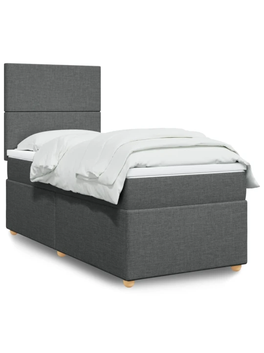 Box spring postel s matrací tmavě šedá 90x190 cm textil