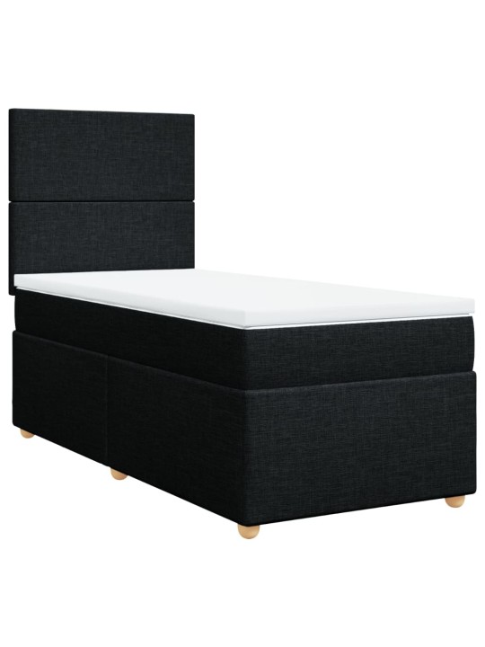 Box spring postel s matrací černá 90x190 cm textil