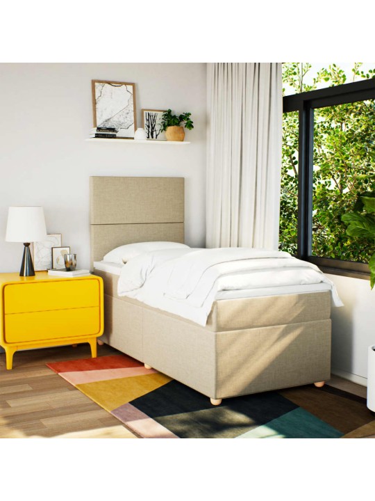 Box spring postel s matrací krémová 90x190 cm textil