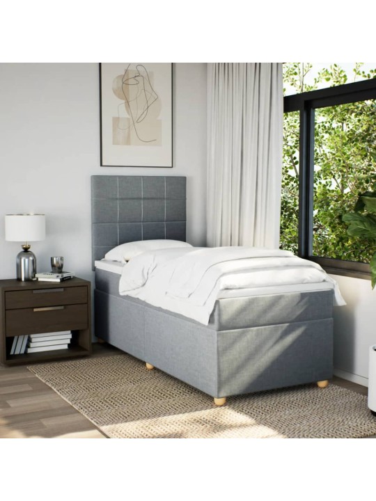 Box spring postel s matrací světle šedá 90x190 cm textil