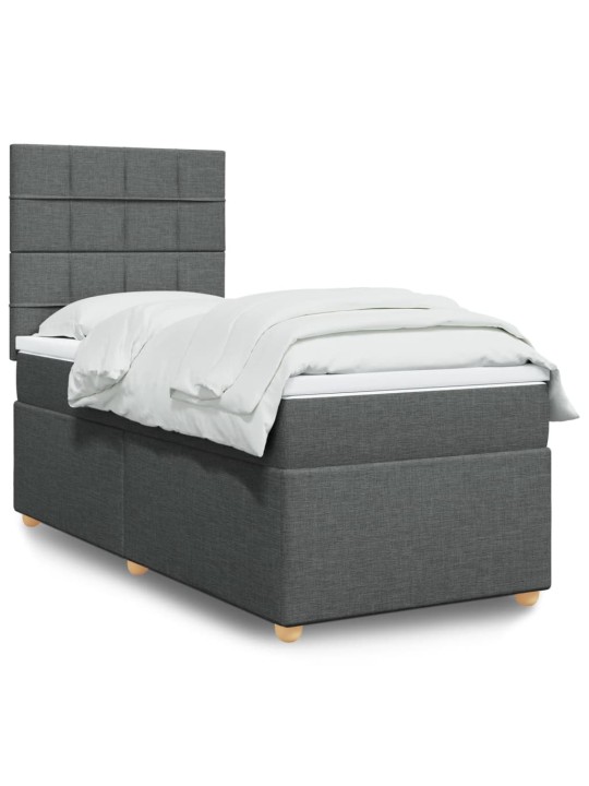 Box spring postel s matrací tmavě šedá 90x190 cm textil