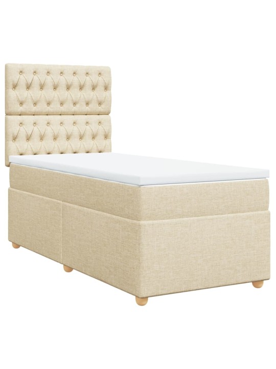Box spring postel s matrací krémová 90x190 cm textil