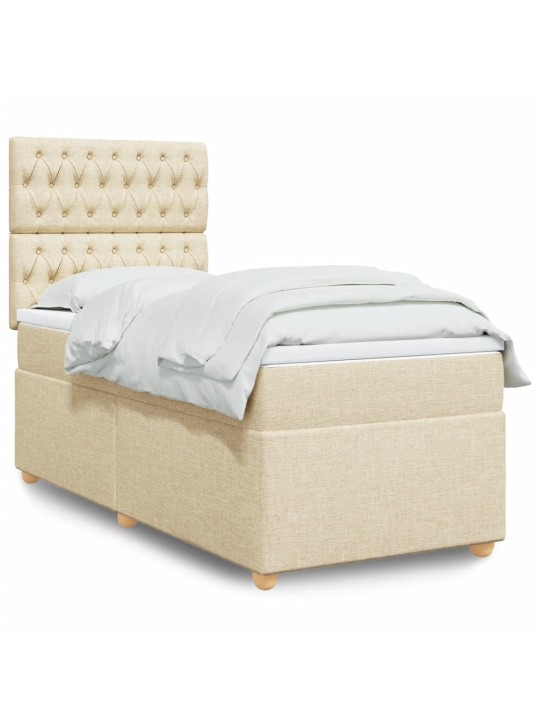 Box spring postel s matrací krémová 90x190 cm textil