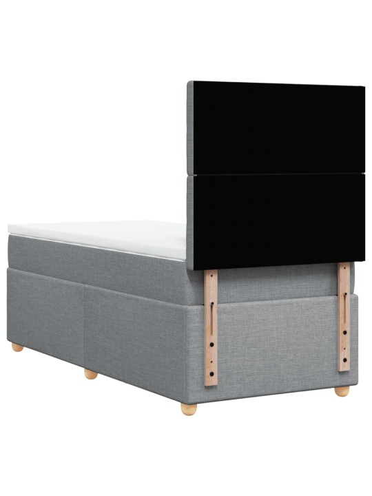 Box spring postel s matrací světle šedá 90x190 cm textil