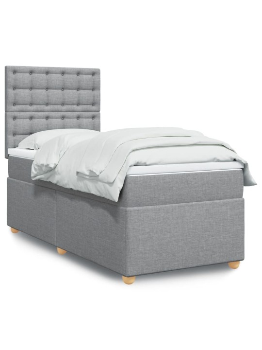 Box spring postel s matrací světle šedá 90x190 cm textil