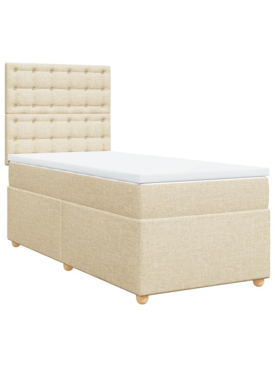 Box spring postel s matrací krémová 90x190 cm textil