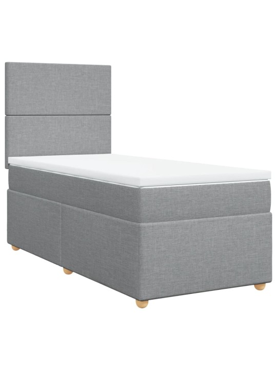 Box spring postel s matrací světle šedá 90x200 cm textil