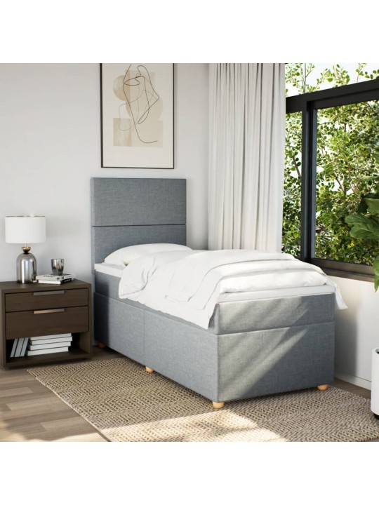 Box spring postel s matrací světle šedá 90x200 cm textil