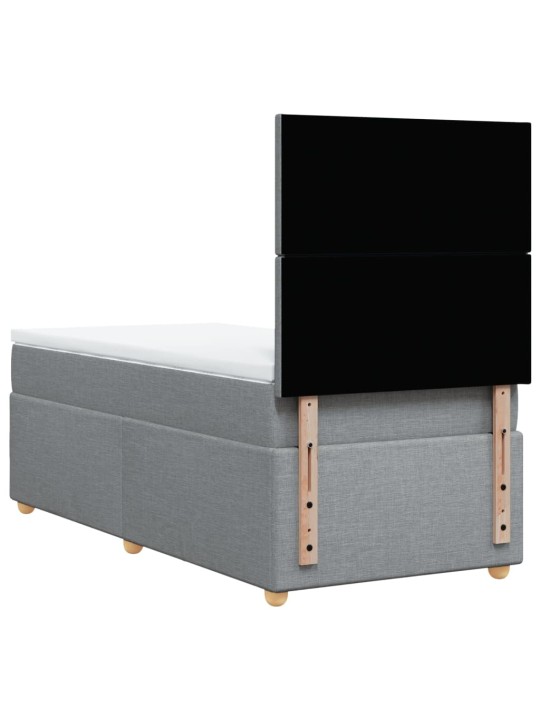 Box spring postel s matrací světle šedá 90x200 cm textil