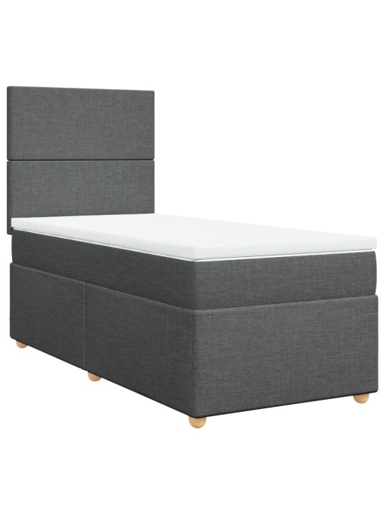Box spring postel s matrací tmavě šedá 90x200 cm textil