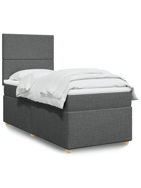 Box spring postel s matrací tmavě šedá 90x200 cm textil
