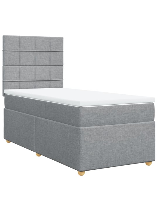 Box spring postel s matrací světle šedá 90x200 cm textil