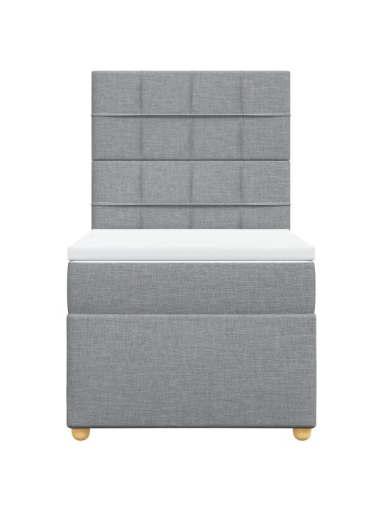 Box spring postel s matrací světle šedá 90x200 cm textil