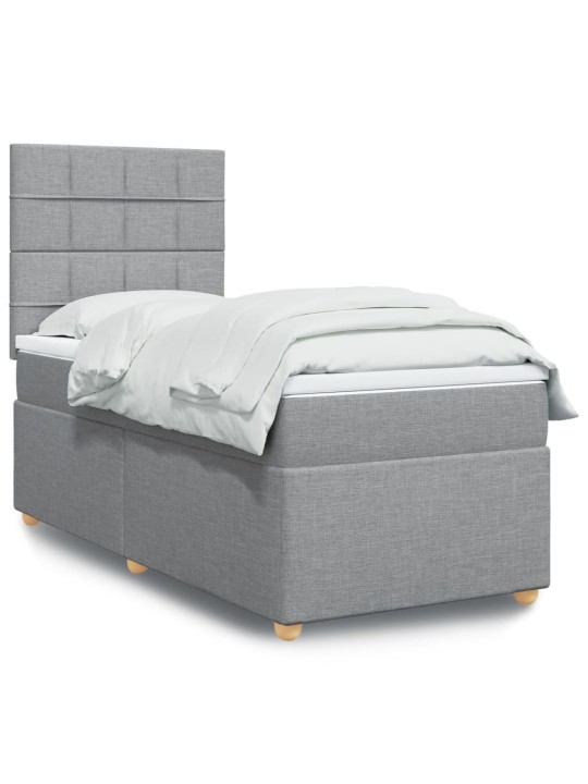 Box spring postel s matrací světle šedá 90x200 cm textil