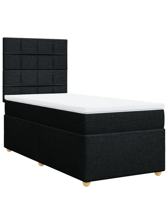 Box spring postel s matrací černá 90x200 cm textil