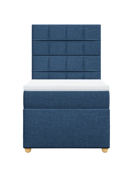 Box spring postel s matrací modrá 90x200 cm textil