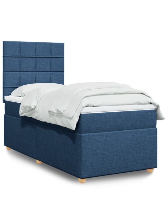 Box spring postel s matrací modrá 90x200 cm textil