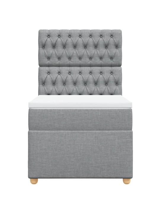 Box spring postel s matrací světle šedá 90x200 cm textil