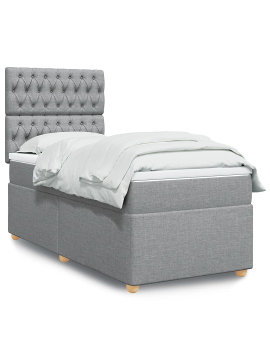 Box spring postel s matrací světle šedá 90x200 cm textil