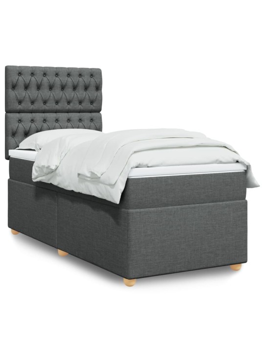 Box spring postel s matrací tmavě šedá 90x200 cm textil