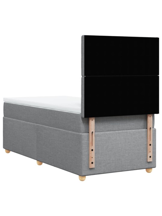 Box spring postel s matrací světle šedá 90x200 cm textil