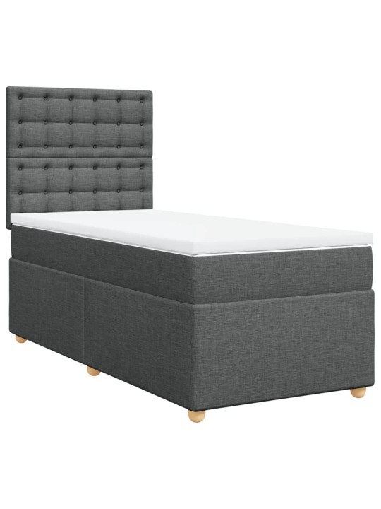 Box spring postel s matrací tmavě šedá 90x200 cm textil