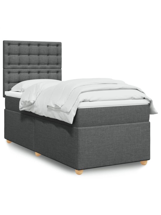 Box spring postel s matrací tmavě šedá 90x200 cm textil