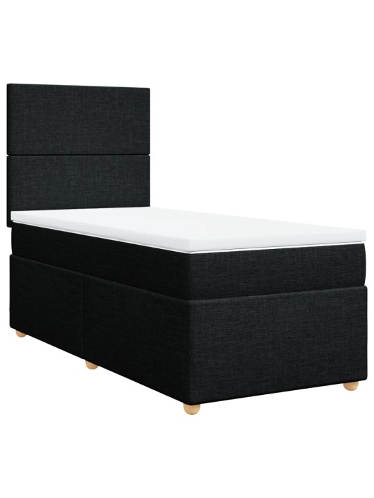 Box spring postel s matrací černá 100 x 200 cm textil
