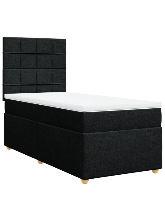 Box spring postel s matrací černá 100 x 200 cm textil