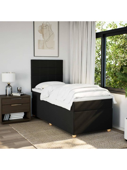 Box spring postel s matrací černá 100 x 200 cm textil