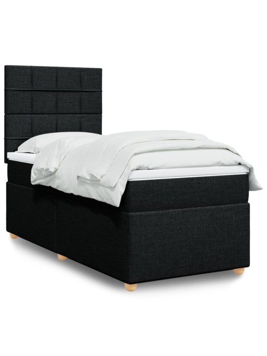 Box spring postel s matrací černá 100 x 200 cm textil