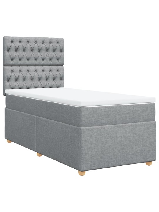 Box spring postel s matrací světle šedý 100 x 200 cm textil