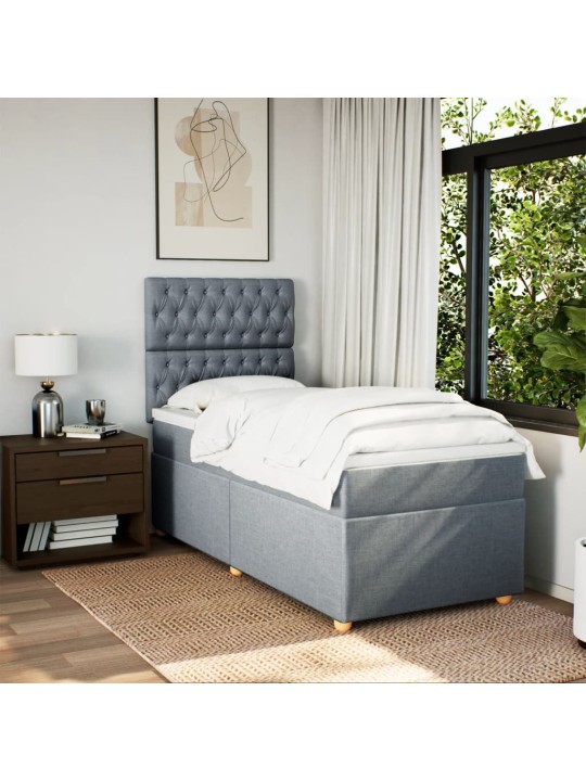 Box spring postel s matrací světle šedý 100 x 200 cm textil
