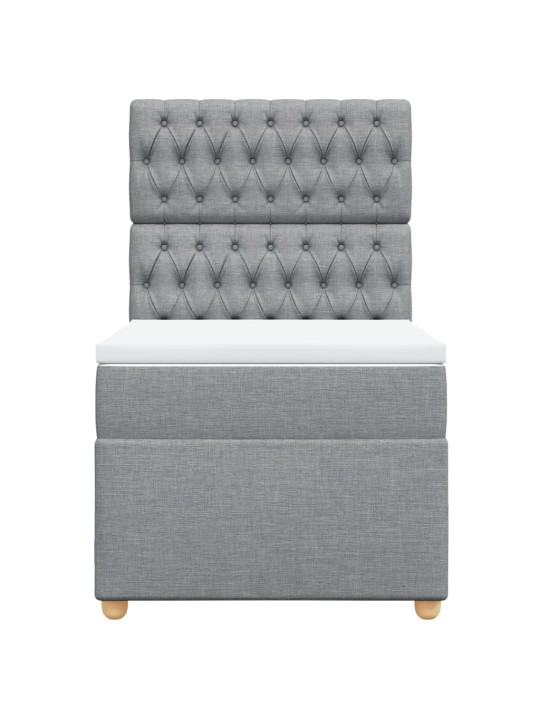 Box spring postel s matrací světle šedý 100 x 200 cm textil