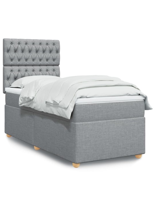 Box spring postel s matrací světle šedý 100 x 200 cm textil