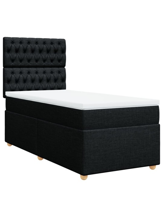 Box spring postel s matrací černá 100 x 200 cm textil