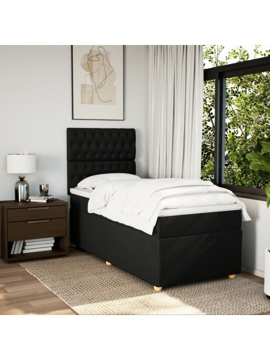 Box spring postel s matrací černá 100 x 200 cm textil