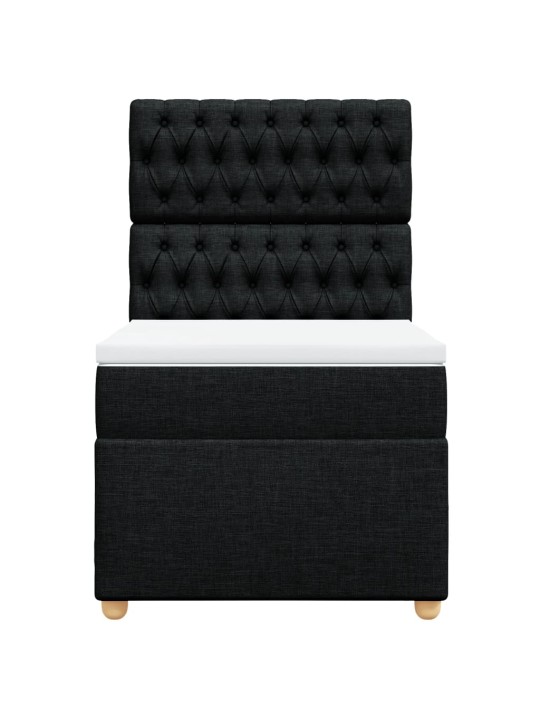 Box spring postel s matrací černá 100 x 200 cm textil